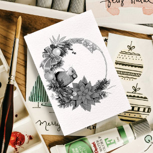 Christmas Mouse Wreath Rubber Stamp