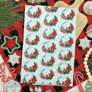 Christmas Mouse Wreath Tea Towel