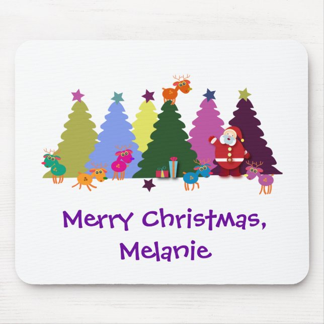 Christmas mousepad: Santa and his reindeers Mouse Pad (Front)