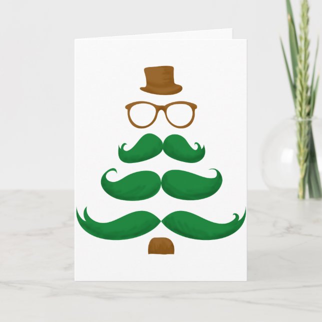 Christmas Moustache Tree Holiday Card (Front)