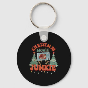 Christmas Movie Junkie Retro Christmas Tree Chrism Key Ring