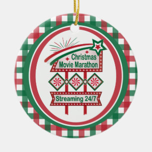 Christmas Movie Marathon Retro Marquee Festive Ceramic Tree Decoration