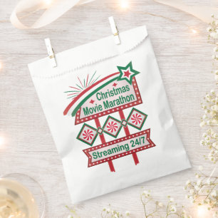 Christmas Movie Marathon Retro Marquee Festive Favour Bags