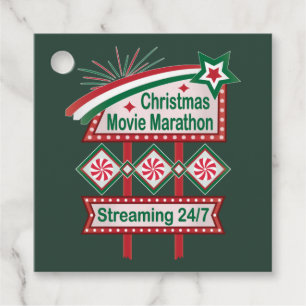 Christmas Movie Marathon Retro Marquee Festive Favour Tags