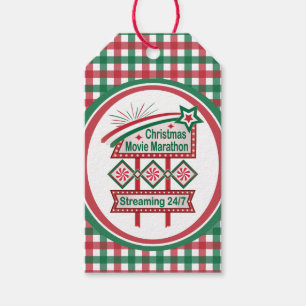 Christmas Movie Marathon Retro Marquee Festive Gift Tags