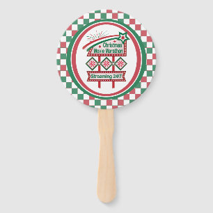 Christmas Movie Marathon Retro Marquee Festive Hand Fan