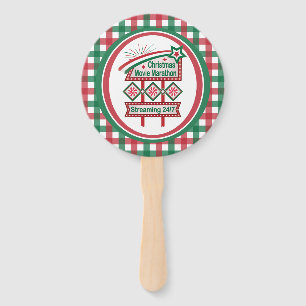 Christmas Movie Marathon Retro Marquee Festive Hand Fan