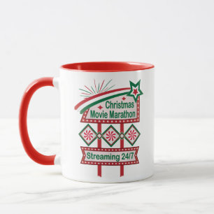 Christmas Movie Marathon Retro Marquee Festive Mug