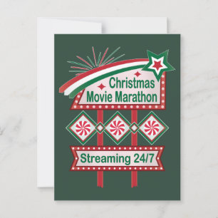 Christmas Movie Marathon Retro Marquee Festive Postcard