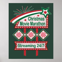 Christmas Movie Marathon Retro Marquee Festive
