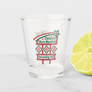 Christmas Movie Marathon Retro Marquee Festive Shot Glass