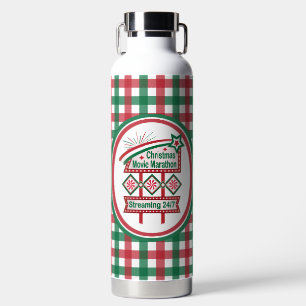 Christmas Movie Marathon Retro Marquee Festive Water Bottle