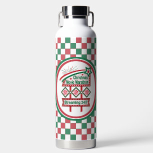 Christmas Movie Marathon Retro Marquee Festive Water Bottle