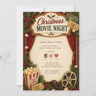 Christmas Movie Night Christmas Holiday Party  Invitation