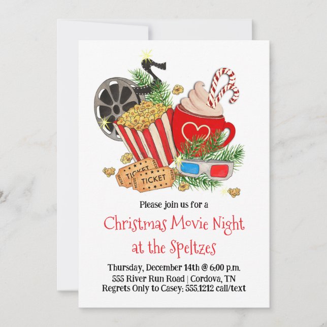 Christmas Movie Night Invitation (Front)