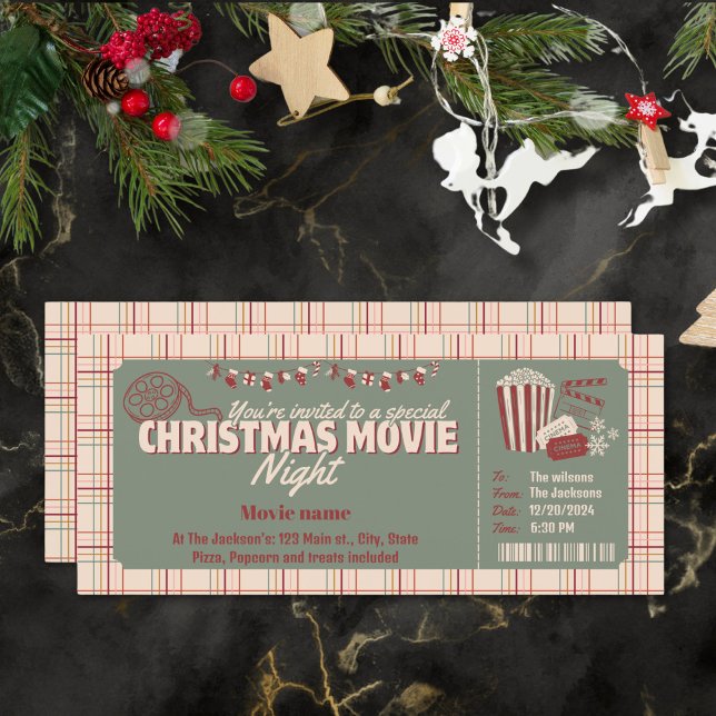 Christmas movie night invitation ticket voucher  (Creator Uploaded)