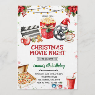 Christmas Movie Night party invitation