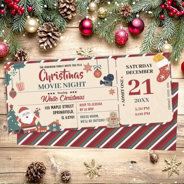 Christmas Movie Night Ticket Invitation (Creator Uploaded)