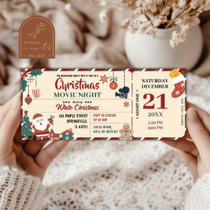 Christmas Movie Night Ticket Invitation
