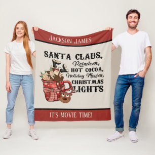Christmas movie time add name Holiday Fleece Blanket