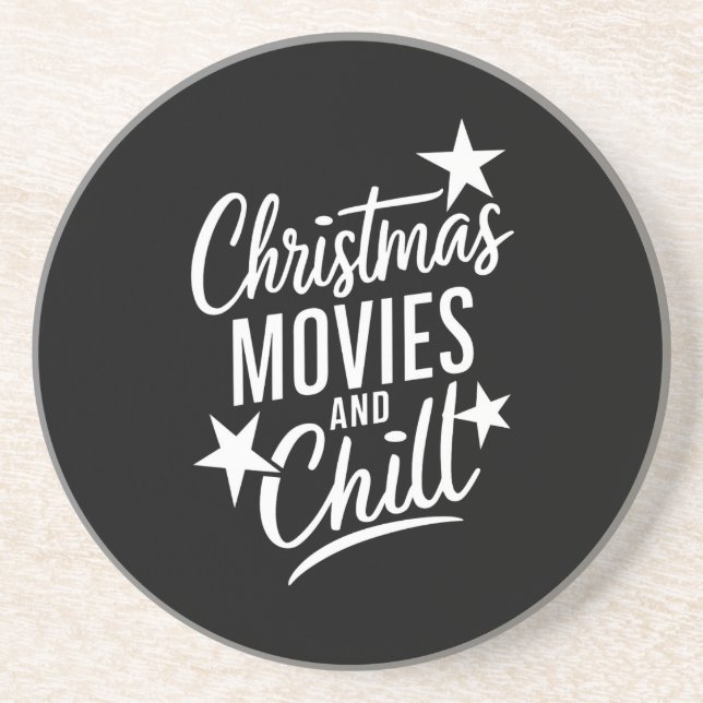 Christmas Movies And Chill Family Xmas Gift Coaster (Front)