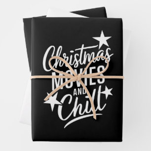 Christmas Movies And Chill Family Xmas Gift Wrapping Paper Sheet