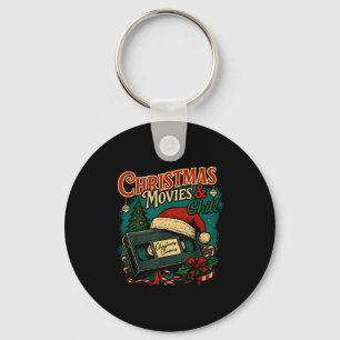 Christmas Movies Chill Retro Vhs Holiday Nostalgia Key Ring