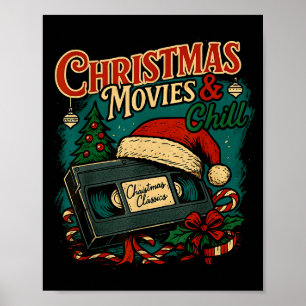 Christmas Movies Chill Retro Vhs Holiday Nostalgia Poster