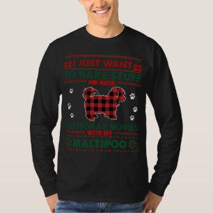 Christmas Movies Maltipoo Dog Lover Ugly Christmas T-Shirt