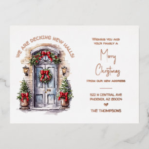 Christmas Moving Announcement Rose Gold Postcard