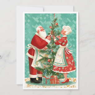 Christmas Mr and Mrs Claus Retro Vintage Simple  Holiday Card
