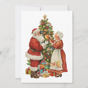 Christmas Mr and Mrs Claus Retro Vintage Simple  Holiday Card
