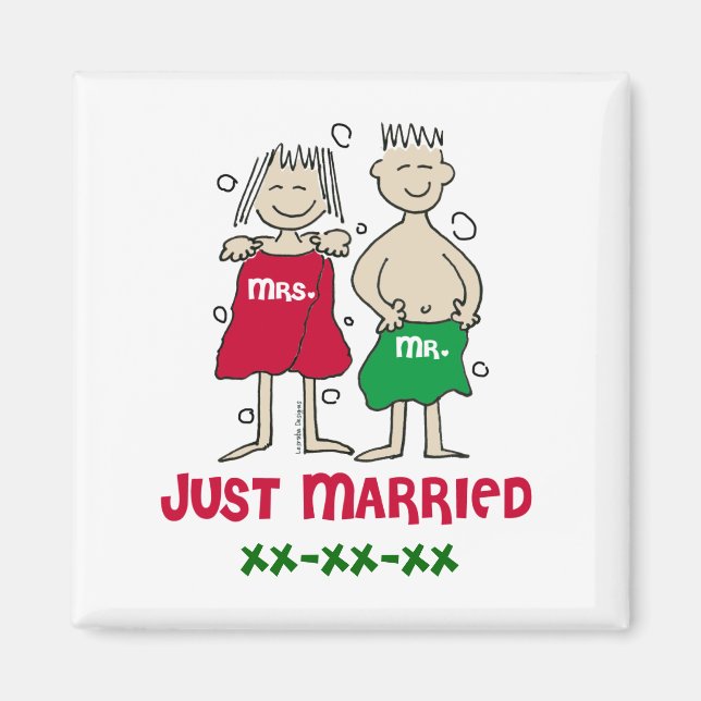 Christmas Mr Mrs Just Married Magnet (Front)