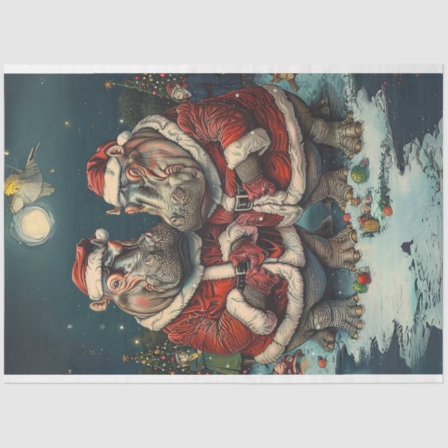 Christmas Mr. Mrs. Santa Claus Decoupage  Tissue Paper (Front)
