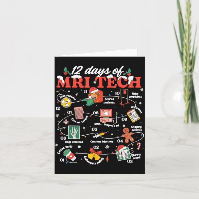 Christmas Mri Tech 12 Days Of Mri Technician New M Card (Front)