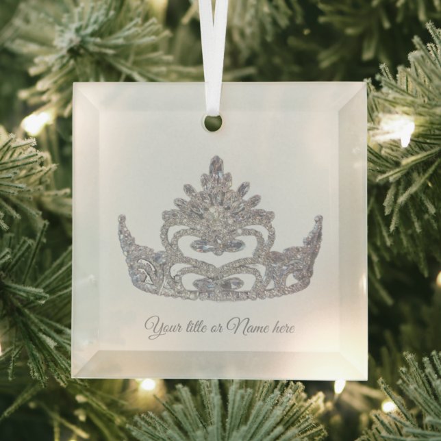 Christmas Mrs. America-like Crown Glass Ornament (Insitu)