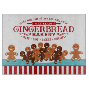 Christmas Mrs. Claus gingerbread bakery Cutting Board