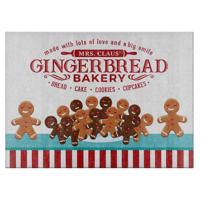 Christmas Mrs. Claus gingerbread bakery Cutting Board (Front)