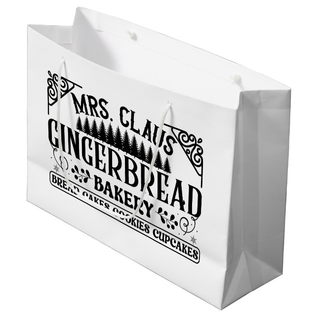 Christmas Mrs. Claus Gingerbread Bakery  Large Gift Bag (Front Angled)