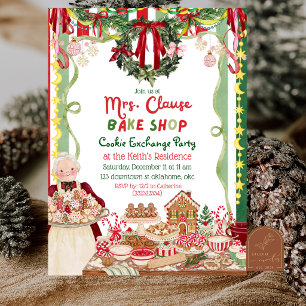 Christmas Mrs Clause Bake Shop Cookie Exchange Invitation