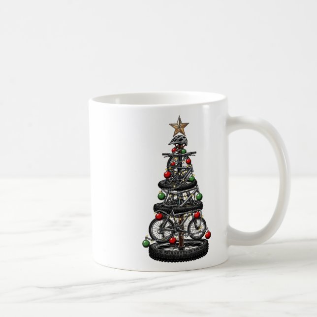 Christmas Mtb Mountain Biking Tree Xmas Funny Men  Coffee Mug (Right)