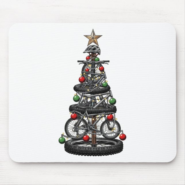 Christmas Mtb Mountain Biking Tree Xmas Funny Men  Mouse Pad (Front)