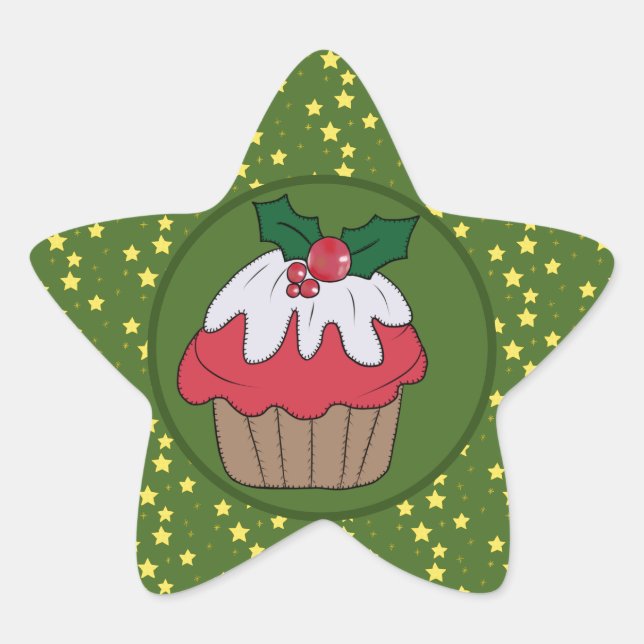 Christmas Mufin and Stars Star Sticker (Front)
