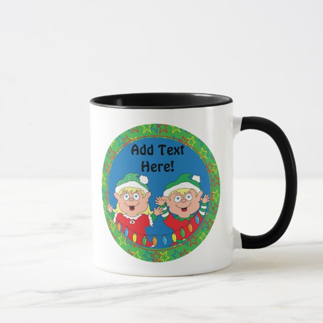 Christmas Mug 11 oz. "Elves" Personalise (Right)