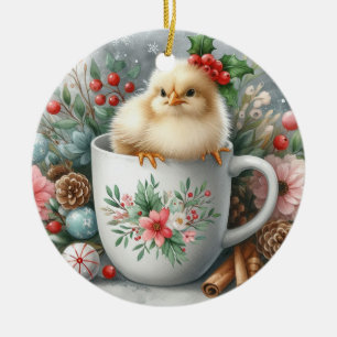 Christmas Mug Chicken Ceramic Tree Decoration