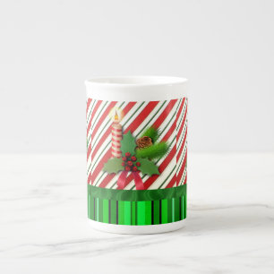 Christmas Mug, Christmas Candle Bone China Mug