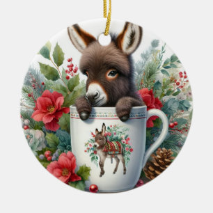Christmas Mug Donkey Ceramic Tree Decoration