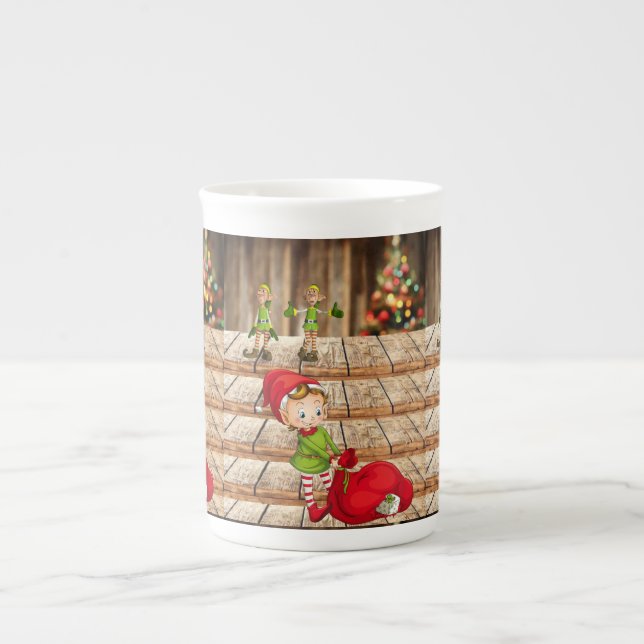 Christmas Mug, Elf Bone China Mug (Front)