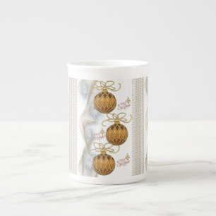 Christmas Mug, Gold Balls Bone China Mug