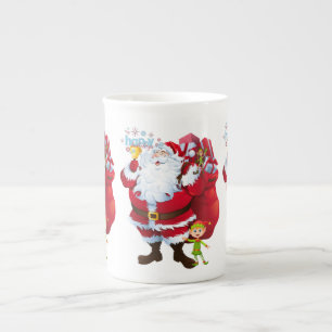 Christmas Mug, Happy Holidays, Santa Bone China Mug